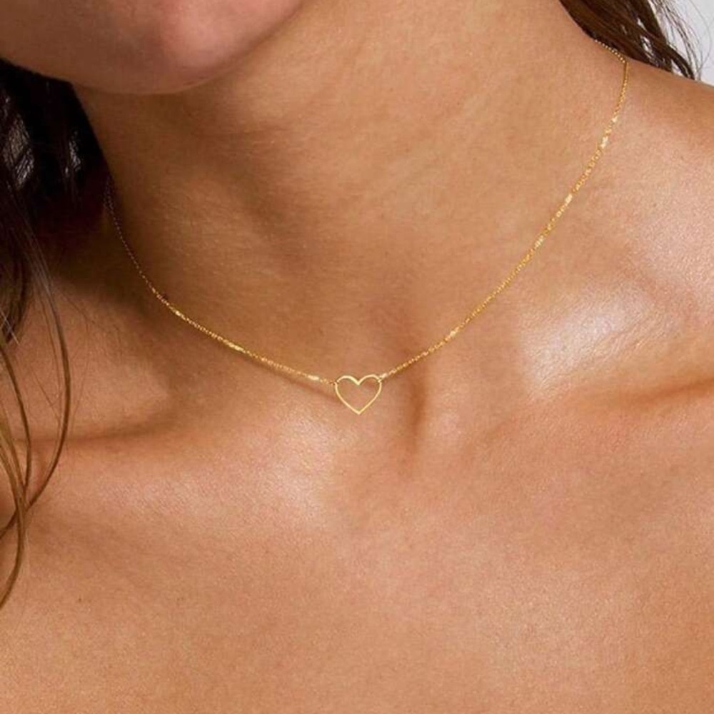 Gold Heart Pendant Necklace, Dainty Gold Heart Necklace
